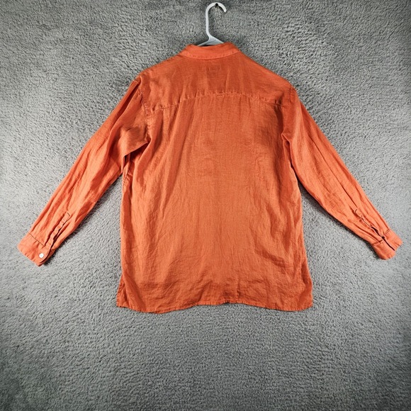 J Jill Love Linen Top Womens XS Orange Button Front 100% Linen Casual Preppy - Picture 6 of 11